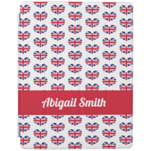 Protection iPad Drapeau britannique en forme de coeur / Union Jack