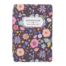 Pastels & Dark Plum Floral Pattern iPad mini Cover