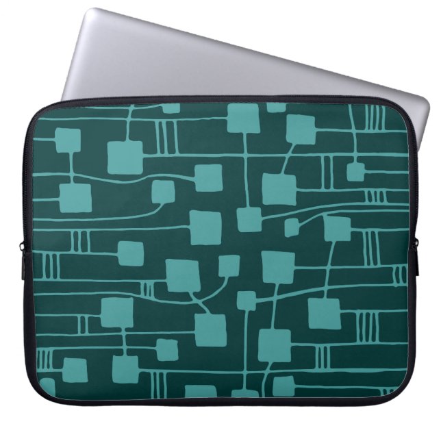 Protection Pour Ordinateur Portable Abstrait 111211 - Ocean Green sur Dk Green (Devant)
