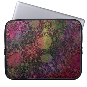 Protection Pour Ordinateur Portable Abstrait Coloré avec Cercles Noirs et Grunge
