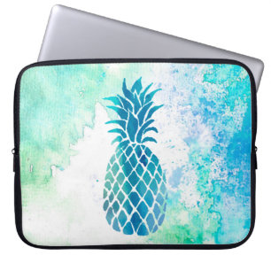 Protection Pour Ordinateur Portable ananas bleu sur l'aquarelle