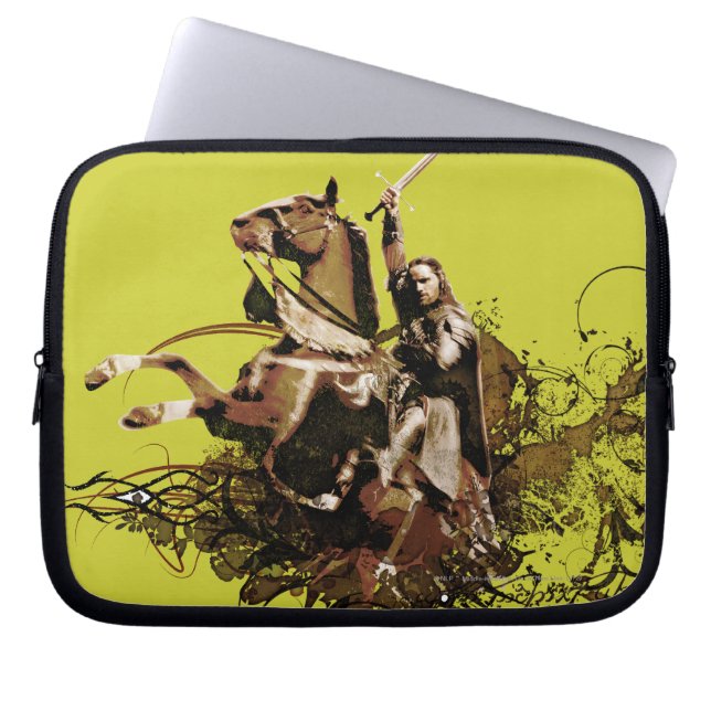 Protection Pour Ordinateur Portable Aragorn équitation d'un cheval vectoriel collage (Devant)
