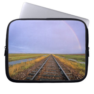 Protection Pour Ordinateur Portable Arc-en-ciel au-dessus des voies ferrées près de Fa