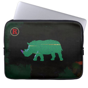 Protection Pour Ordinateur Portable art animal rhinocéros vert