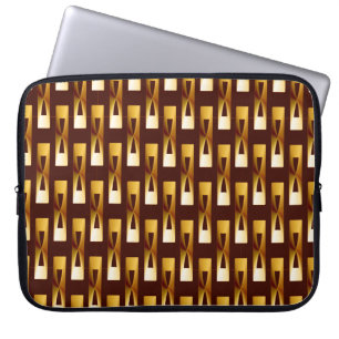 Protection Pour Ordinateur Portable Art Déco Metallic Géométrique - Or et chocolat