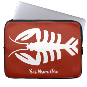 Protection Pour Ordinateur Portable Art Déco vintage fruits de mer, homard blanc sur f
