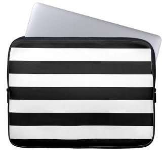 Protection Pour Ordinateur Portable Bandes Horizontales Noires Et Blanches