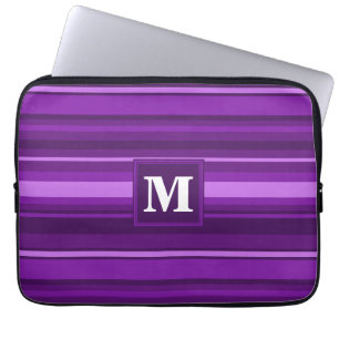 Protection Pour Ordinateur Portable Bandes violettes monogrammes