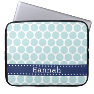 Protection Pour Ordinateur Portable Bannière bleu clair Polka Point Motif bleu