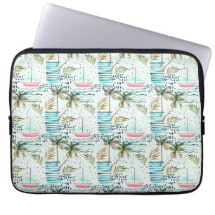 Protection Pour Ordinateur Portable Bateau à voile couleur marine avec Motif Palm Tre