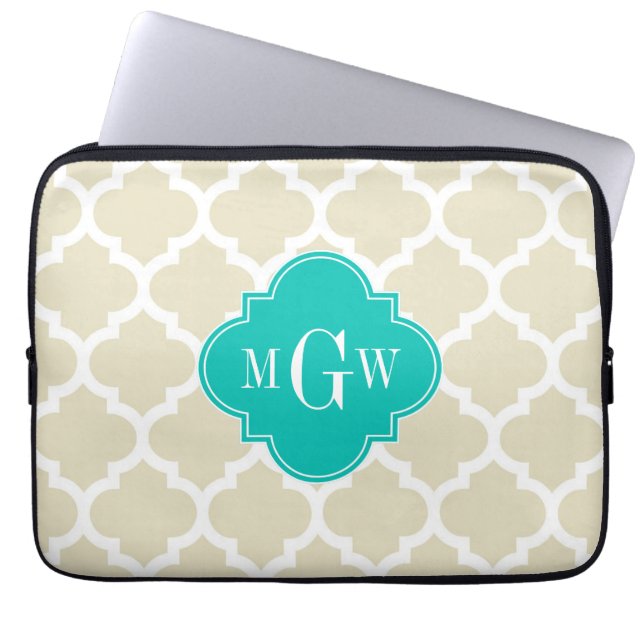 Protection Pour Ordinateur Portable Beige White LG Chevron Teal Name (Devant)