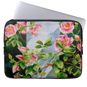 Protection Pour Ordinateur Portable Belle rose rose rouge roses blanc aquarelle floral