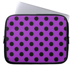 Protection Pour Ordinateur Portable Black polka dots on purple