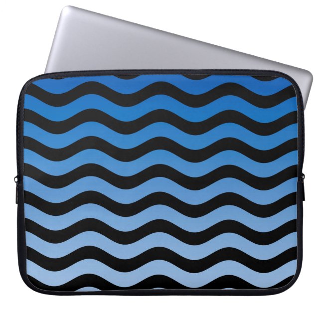 Protection Pour Ordinateur Portable Bleu Gradient Grandes Vagues (Devant)