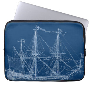 Protection Pour Ordinateur Portable Bleu grand voilier Blueprint Sleeve