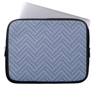 Protection Pour Ordinateur Portable Bleu gris rayures motif double tissage