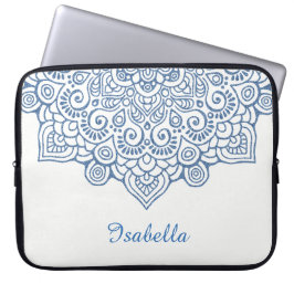 Protection Pour Ordinateur Portable bleu métallique vintage en dentelle complexe Manda
