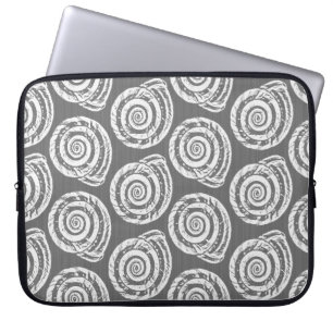 Protection Pour Ordinateur Portable Bloc de coquillages spiraux Impression, gris / gri