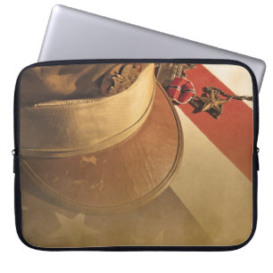 Protection Pour Ordinateur Portable Casquette vintage, Drapeau, Médaille Pastille pour