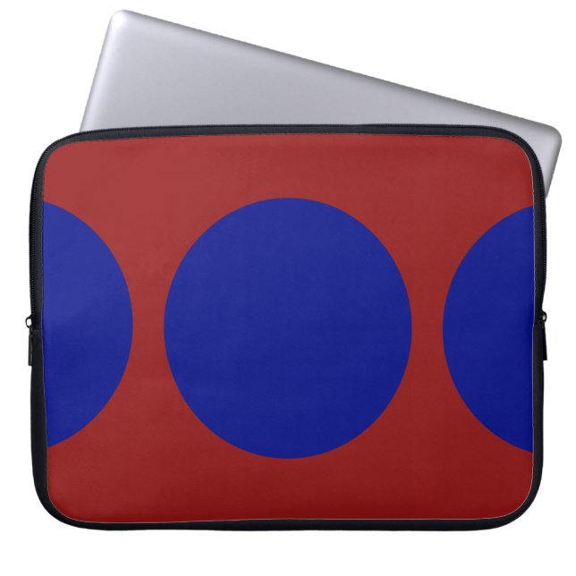 Protection Pour Ordinateur Portable Cercles bleus sur rouge (Devant)