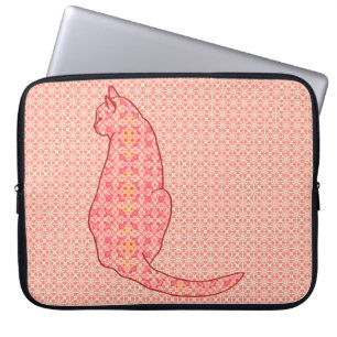 Protection Pour Ordinateur Portable Chat japonais - Coral Orange Batik
