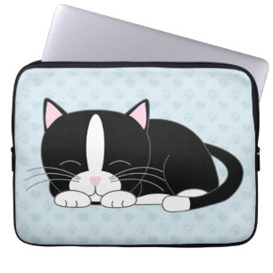 Protection Pour Ordinateur Portable Chat somnolent de smoking {bleu}