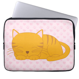 Protection Pour Ordinateur Portable Chat Tabby Orange Dormant