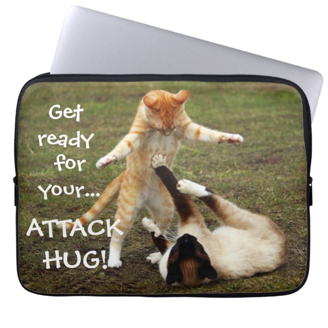 Protection Pour Ordinateur Portable Chats de Badass - étreinte d'attaque (Devant)