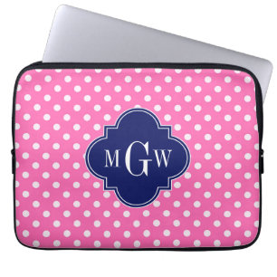 Protection Pour Ordinateur Portable Chaud rose blanc Pois Quatrefoil 3 Monogramme