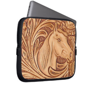 Protection Pour Ordinateur Portable cheval rustique de cavalier de cuir de pays