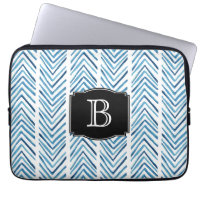 Chevrons peints en bleu Motif avec Monogramme