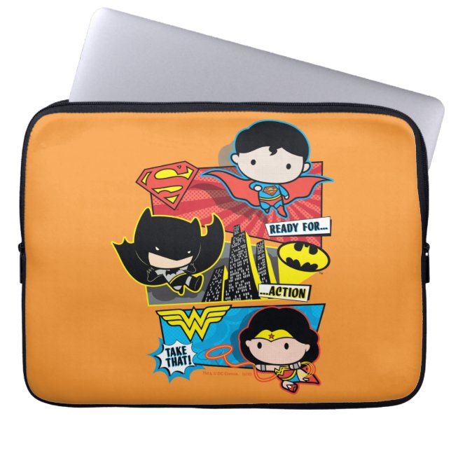 Protection Pour Ordinateur Portable Chibi Héros Prêts À L'Action ! (Devant)