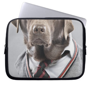 Protection Pour Ordinateur Portable Chien dans le chandail et le casquette