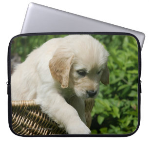 Protection Pour Ordinateur Portable Chiot de golden retriever dans le panier