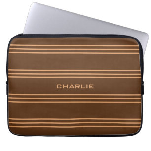 Protection Pour Ordinateur Portable Chocolat Stripes personnalisées monogramme manches