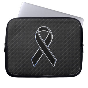 Protection Pour Ordinateur Portable Chrome Black Ribbon Awareness Style