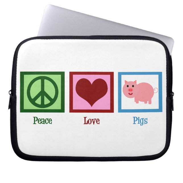 Protection Pour Ordinateur Portable Cochons d'amour de paix (Devant)