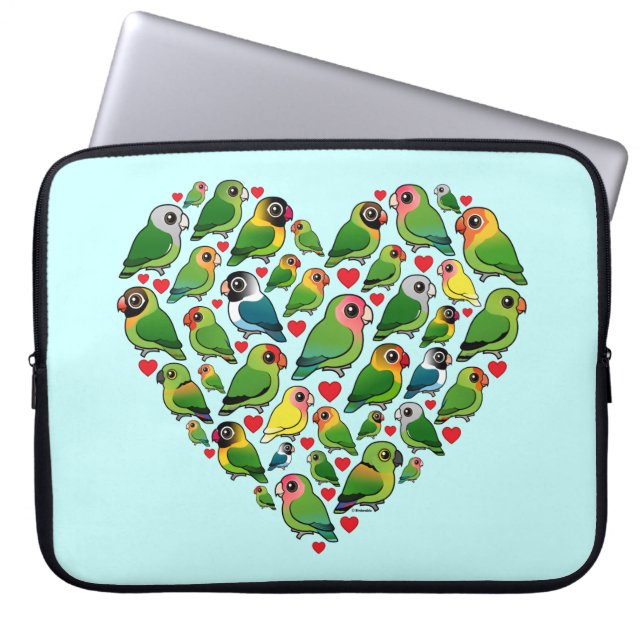 Protection Pour Ordinateur Portable Coeur des perruches (Devant)
