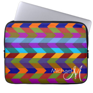 Protection Pour Ordinateur Portable Coloré Chevron Zigzag Motif Personnalisé Monogramm