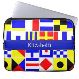 Protection Pour Ordinateur Portable Colorful Nautical Signal Flags Royal Name Monogram