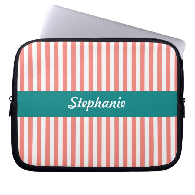 Protection Pour Ordinateur Portable Coral rose et blanc personnalisé (Devant)