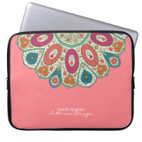 Coral rose main dessinée Henné Cercle Motif Design