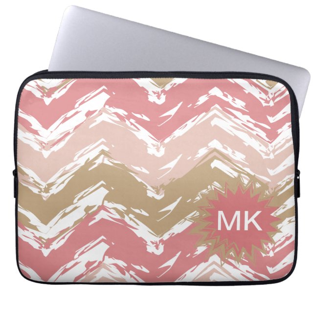 Protection Pour Ordinateur Portable Coral Spice Scribble ZigZag Chevron Motif (Devant)
