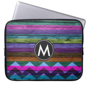 Protection Pour Ordinateur Portable Couleur vintage Chevron Stripes Wood #17