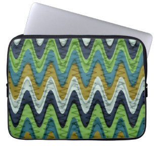 Protection Pour Ordinateur Portable Couleurs rétro rayures ondulées motif