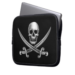 Protection Pour Ordinateur Portable Crâne d'argent et épées croisées