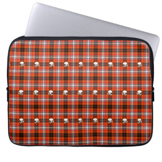 Protection Pour Ordinateur Portable Crâne et os croisés Plaque rouge et noire