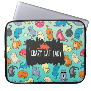 Protection Pour Ordinateur Portable Crazy Cat Lady Cute et Playay Cat Motif