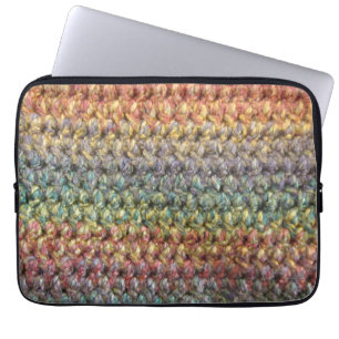 Protection Pour Ordinateur Portable Crochet tricoté rayé multicolore