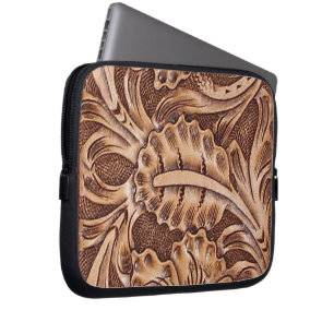 Protection Pour Ordinateur Portable cuir usiné par motif de pays occidental de cowboy